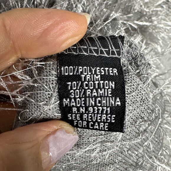 Kaktus Gray Fuzzy‎ Textured Cardigan Sweater Women’s Small Boho Button Front - Picture 8 of 16